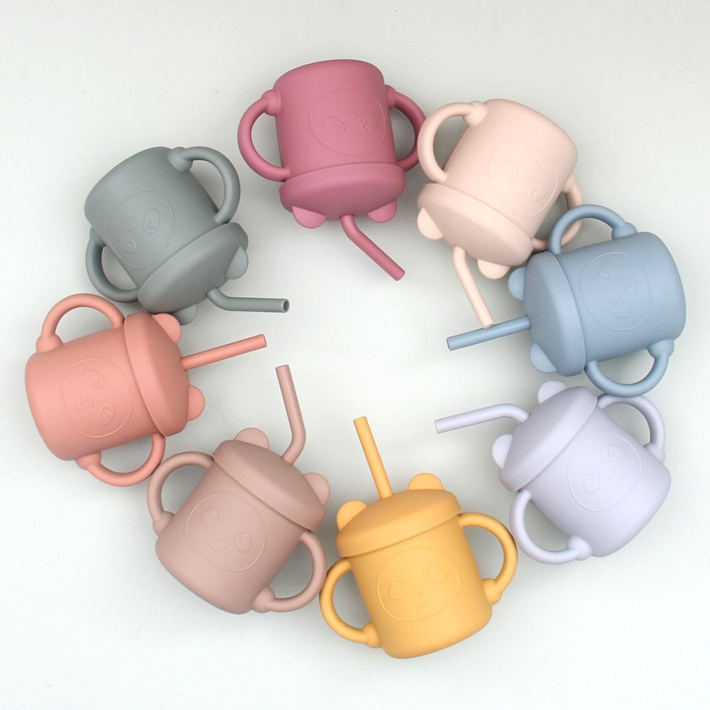 Food Grade Silicone Baby Straw Cup – Heat Resistant Anti-Drop BPA Free – Cartoon Toddler Sippy Cup