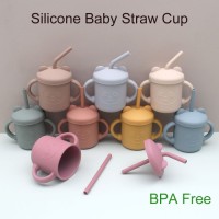 Food Grade Silicone Baby Straw Cup – Heat Resistant Anti-Drop BPA Free – Cartoon Toddler Sippy Cup