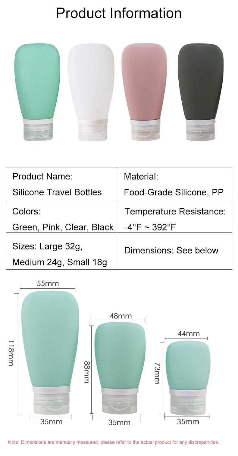 Silicone Travel Bottle Set – TSA Approved Refillable Squeezy Tubes for Lotion & Shampoo – Leak Proof BPA Free