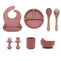 Custom OEM Food Grade Silicone Baby Feeding Set, BPA Free Toddler Weaning Kit for Self Feeding