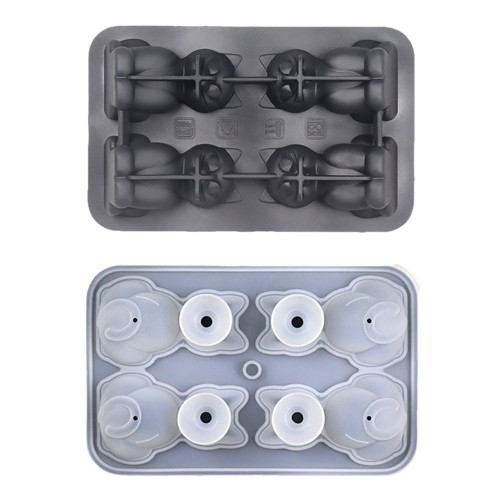4 Grid Silicone Cat Ice Cube Tray – Adorable Cat Shape Mold – BPA Free Flexible for Whiskey Coffee Jelly
