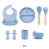 Custom OEM Food Grade Silicone Baby Feeding Set, BPA Free Toddler Weaning Kit for Self Feeding
