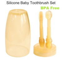 Custom OEM Food Grade  Toothbrush Set – 3-in-1 Infant Toothbrush with Tongue Cleaner – Boilable & BPA Free