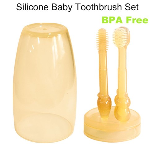 Custom OEM Food Grade  Toothbrush Set – 3-in-1 Infant Toothbrush with Tongue Cleaner – Boilable & BPA Free