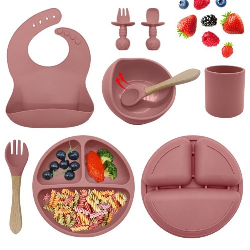 Custom OEM Food Grade Silicone Baby Feeding Set, BPA Free Toddler Weaning Kit for Self Feeding