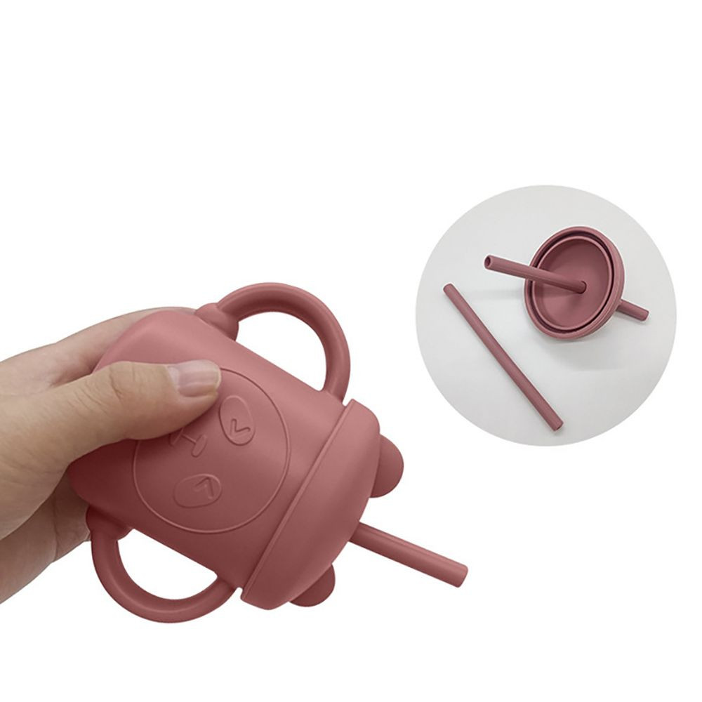 Food Grade Silicone Baby Straw Cup – Heat Resistant Anti-Drop BPA Free – Cartoon Toddler Sippy Cup