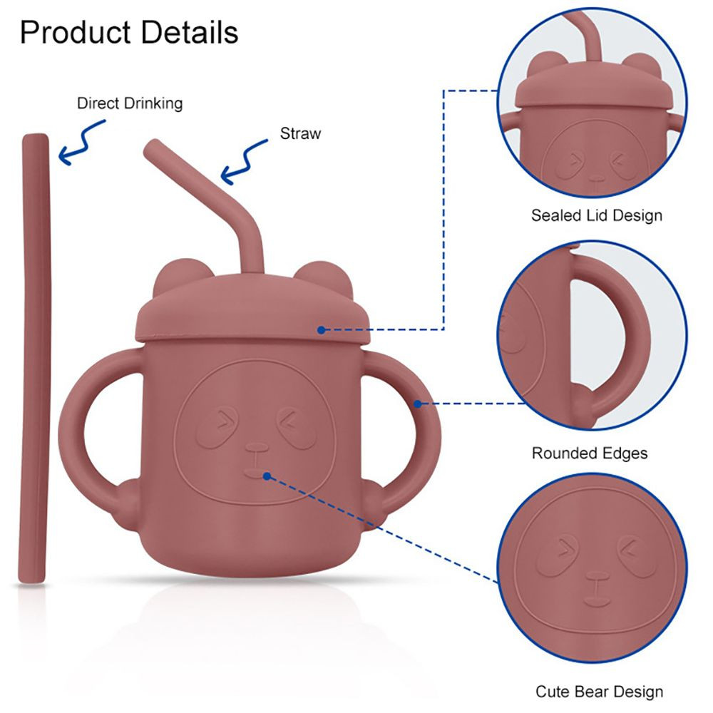 Food Grade Silicone Baby Straw Cup – Heat Resistant Anti-Drop BPA Free – Cartoon Toddler Sippy Cup